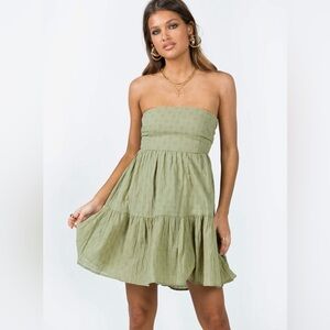 Princess Polly Love Affair Mini Dress Green Strapless